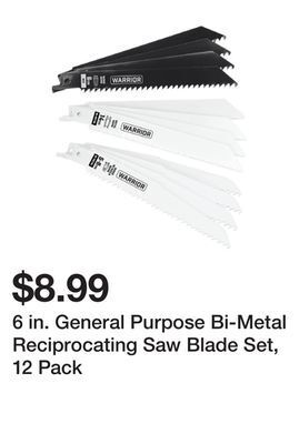 Harbor Freight Tools 6 in. general purpose bi-metal reciprocating saw blade set, 12 pack offer