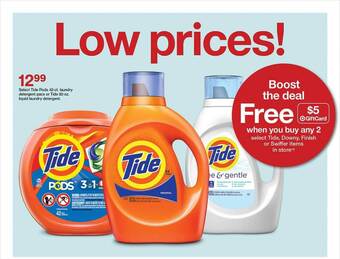 Target Tide pods, laundry detergent pacs or tide liquid laundry detergent offer