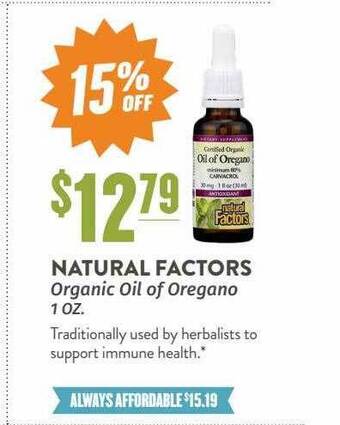 Natural Grocers Natural factors organic oil of oregano offer