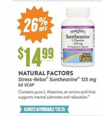 Natural Grocers Natural factors stress-relax suntheanine offer