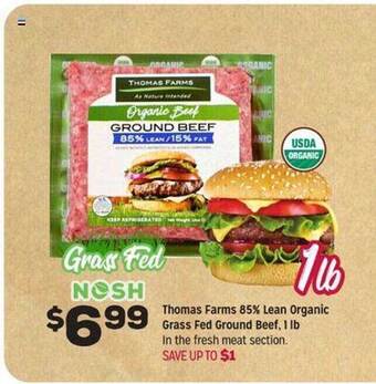Grocery Outlet Thomas farms 85% lean organic grass fed ground beef offer