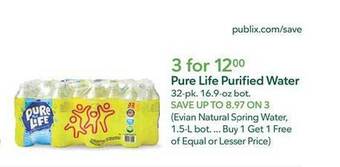 Publix Pure life purified water offer