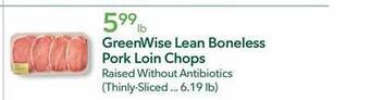 Publix Greenwise lean boneless pork loin chops offer
