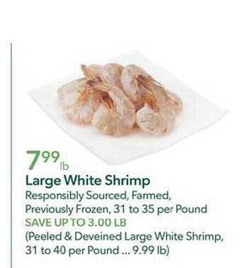 Publix Large white shrimp offer