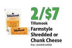 Festival Foods Tillamook farmstyle shredded or chunk cheese offer