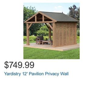 Costco Yardistry 12' pavilion privacy wall offer