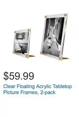Costco Clear floating acrylic tabletop picture frames, 2-pack offer