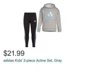 Costco Adidas kids' 2-piece active set, gray offer