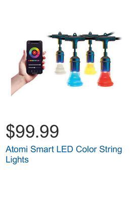 Costco Atomi smart led color string lights offer