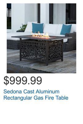 Costco Sedona cast aluminum rectangular gas fire table offer