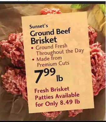 Sunset Foods Sunset's ground beef brisket offer