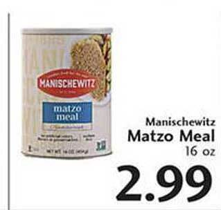 Sunset Foods Manischewitz matzo meal offer