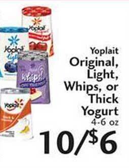 Sunset Foods Yoplait original, light, whips, or thick yogurt offer