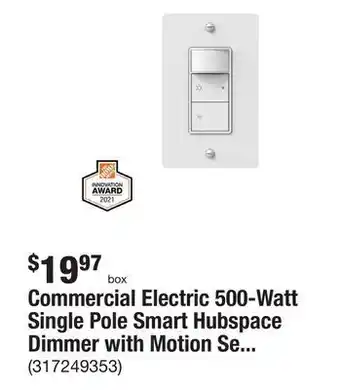 The Home Depot Commercial electric 500-watt single pole smart hubspace dimmer with motion sensor, white offer