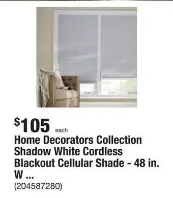 The Home Depot Home decorators collection shadow white cordless blackout cellular shade - 48 in. w x 72 in. l offer
