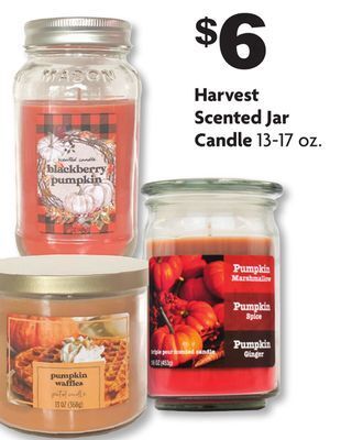 Family Dollar Harvest scented jar candle offer