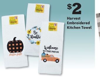 Family Dollar Harvest embroidered kitchen towel offer