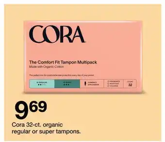 Target Cora 32-ct. organic regular or super tampons offer
