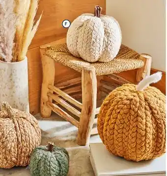 Bed Bath & Beyond Bee & willow™ large knit pumpkin figurine fall decoration in cream offer