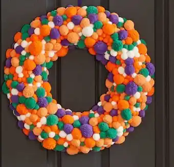 Bed Bath & Beyond H for happy™ 18-inch halloween/harvest pom pom wreath offer