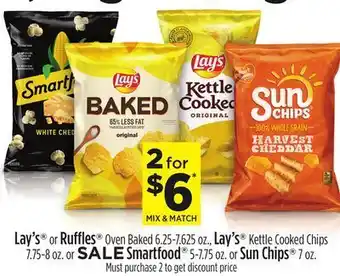 Dollar General Lay's® or ruffles® oven baked 6.25-7.625 oz., lay's® kettle cooked chips 7.75-8 oz. or sale smartfood® 5-7.75 oz. or sun chip offer