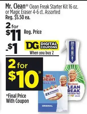 Dollar General Mr. clean® clean freak starter kit 16 oz. or magic eraser 4-6 ct. offer
