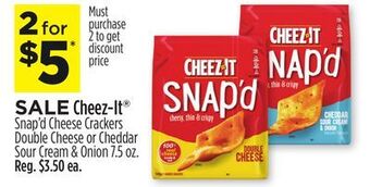 Dollar General Cheez-it® snap'd cheese crackers double cheese or cheddar sour cream & onion offer