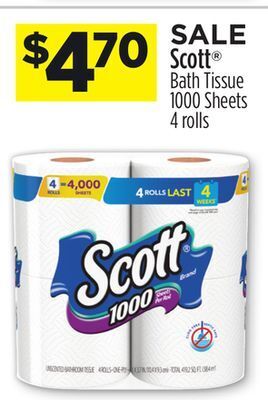 Dollar General Scott® bath tissue offer