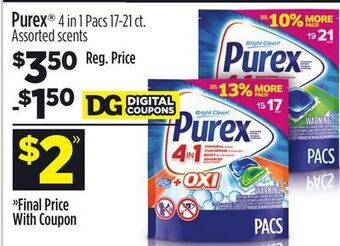 Dollar General Purex® 4 in 1 pacs offer