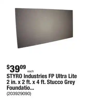The Home Depot Styro industries fp ultra lite 2 in. x 2 ft. x 4 ft. stucco grey foundation panel offer