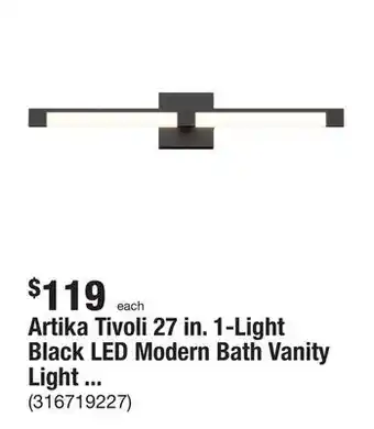 The Home Depot Artika tivoli 27 in. 1-light black led modern bath vanity light bar for bathroom offer