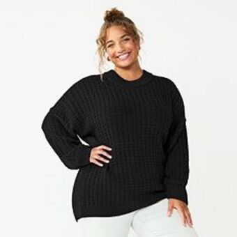 Kohl's Juniors' plus size so® solid waffle sweater offer