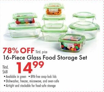 Boscov's 16 Piece Glass Food Storage Set offer