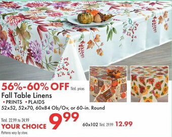 Boscov's Fall Table Linens offer