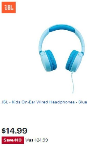 Best Buy JBL- Kids On-Ear Wired Headphones-Blue offer