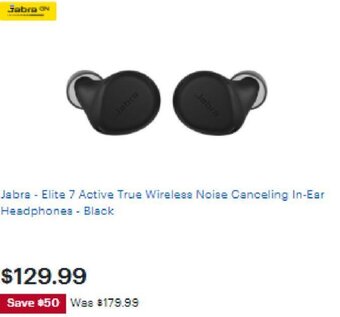 Best Buy Jabra- Elite 7 Active True Wireless Noise Canceling In-Ear Headphones- Black offer