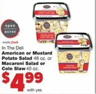 Family Fare American or Mustard Potato Salad 48oz or Macaroni Salad or Cole Slaw 40 oz offer