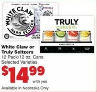 Family Fare White Claw or Truly Seltzers offer