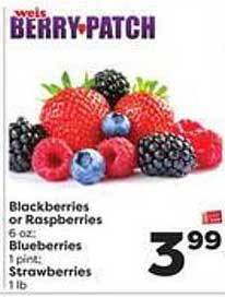 Weis Markets Blackberries or raspberries blueberries strawberries offer
