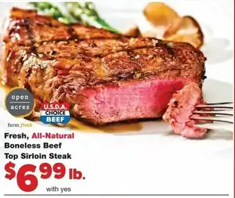 Family Fare Fresh All-Natural Boneless Beef Top Sirloin Steak offer