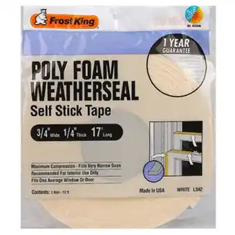 Theisen's Frost king polyurethane foam tape 1/4" white offer
