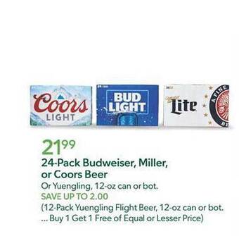 Publix 24-pack budweiser, miller, or coors beer offer