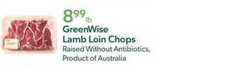 Publix Greenwise lamb loin chops offer