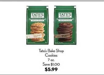 Bristol Farms Tate's bake shop cookies offer