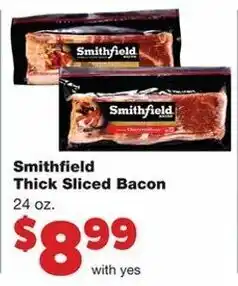 Family Fare Smithfield Thick Sliced Bacon 24 oz offer