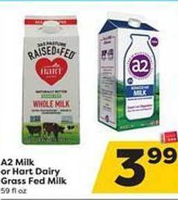 Weis Markets A2 milk or hart dairy grass fed milk offer