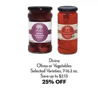 Divina olives or vegetables selected varieties