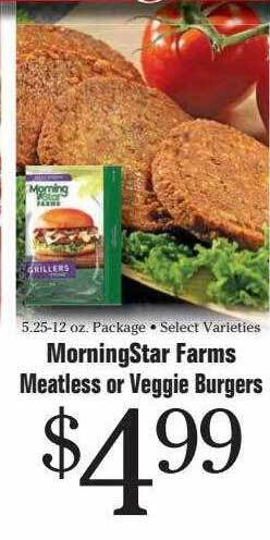 Morton Williams Morningstar farms meatless or veggie burgers offer