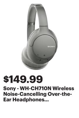 Best Buy Sony - wh-ch710n wireless noise-cancelling over-the-ear headphones - gray offer