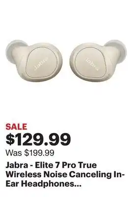 Best Buy Jabra - elite 7 pro true wireless noise canceling in-ear headphones - gold beige offer